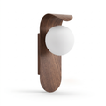 Curved Wood Hood Frosted Globe Wall Sconce