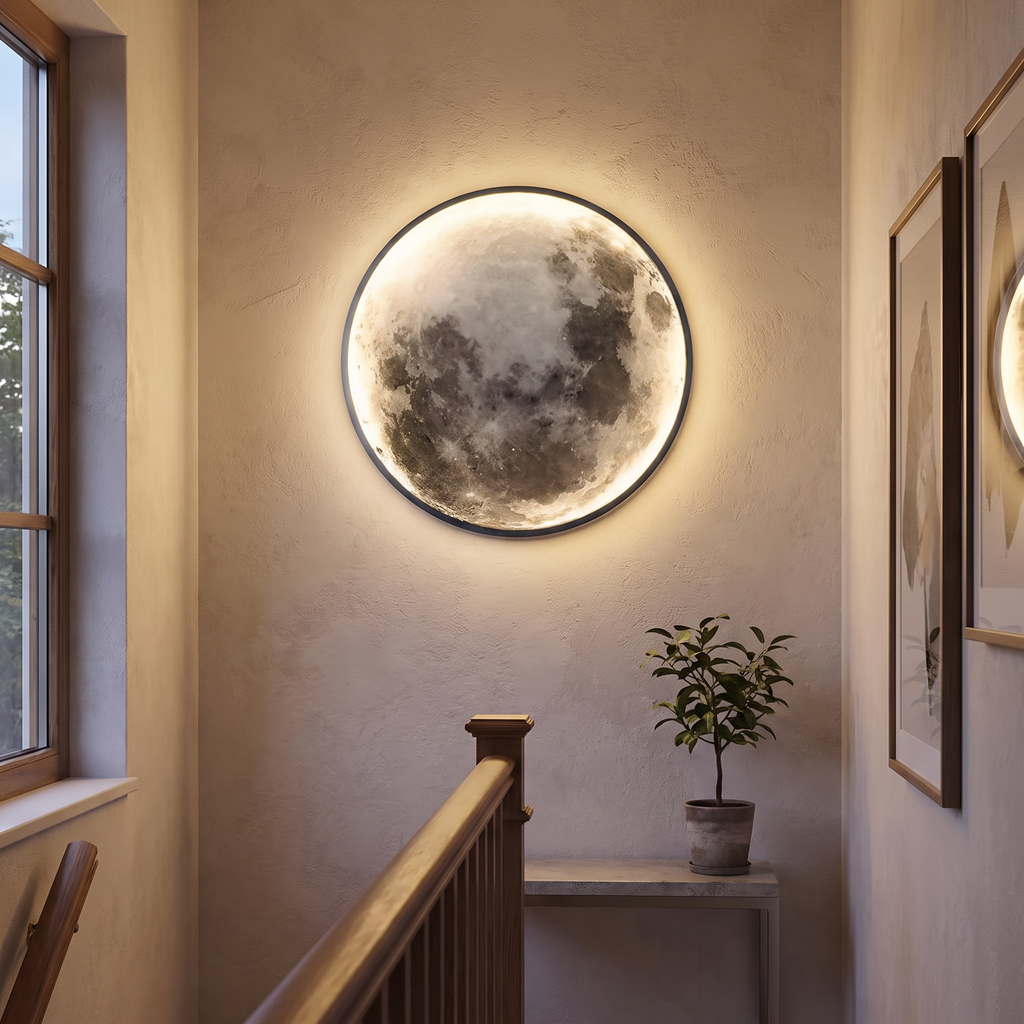 Lunar Surface Round LED Moon Wall Light - lifestyle