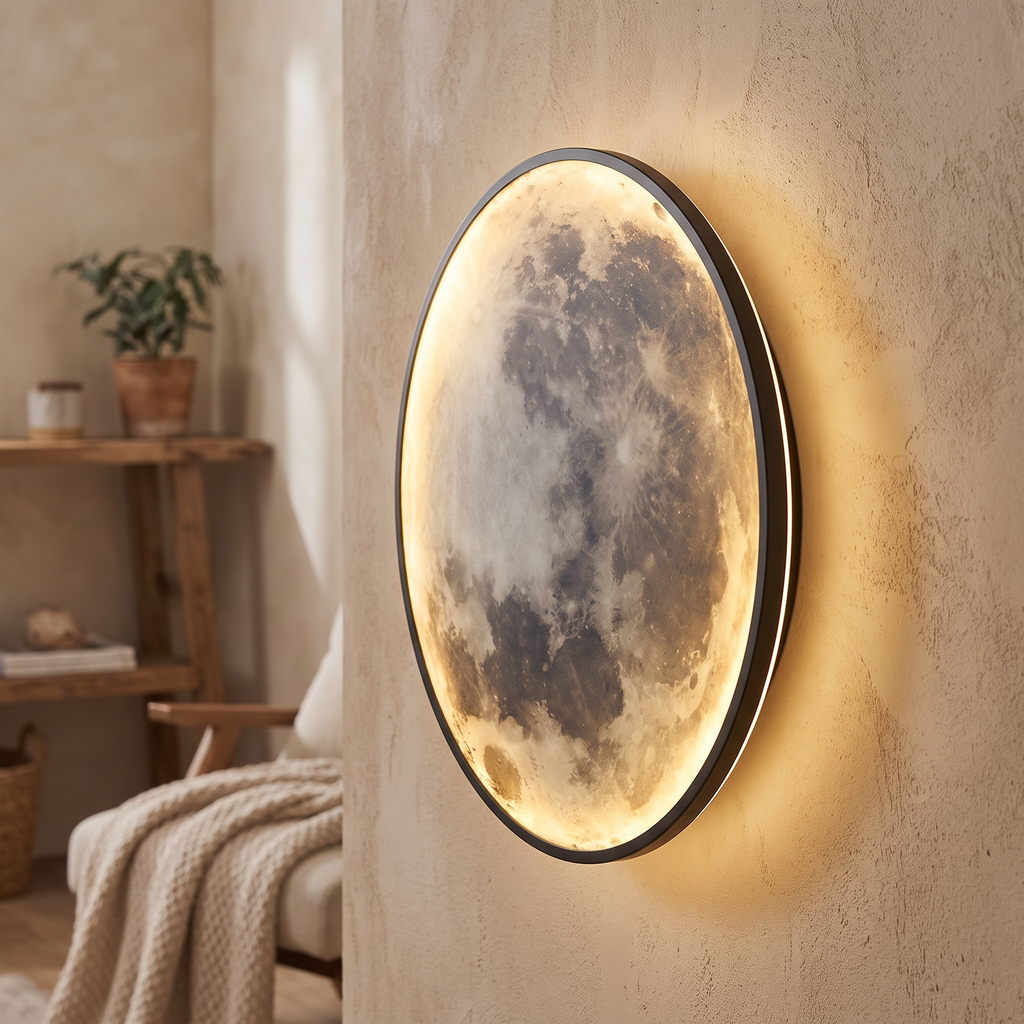 Lunar Surface Round LED Moon Wall Light - lifestyle