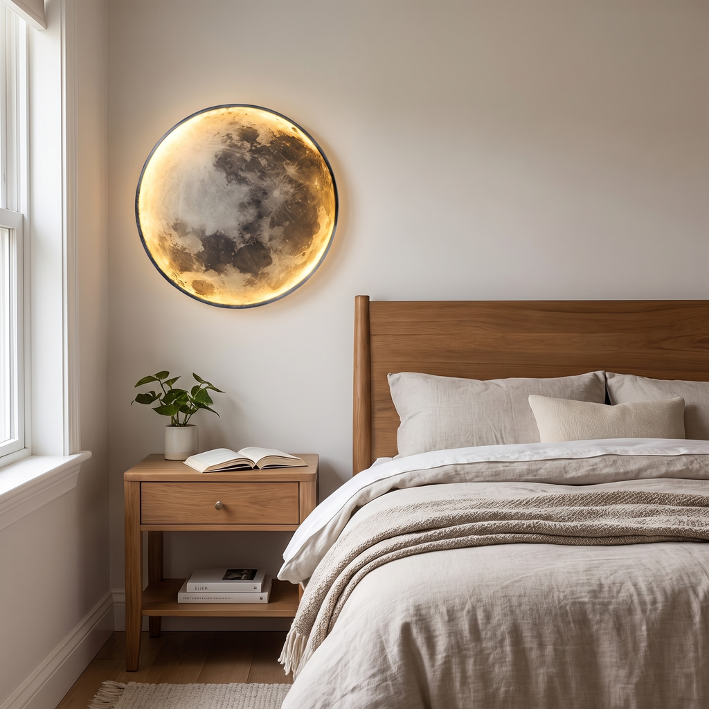 Lunar Surface Round LED Moon Wall Light - lifestyle