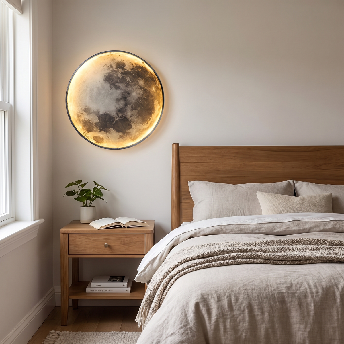 Lunar Surface Round LED Moon Wall Light - lifestyle