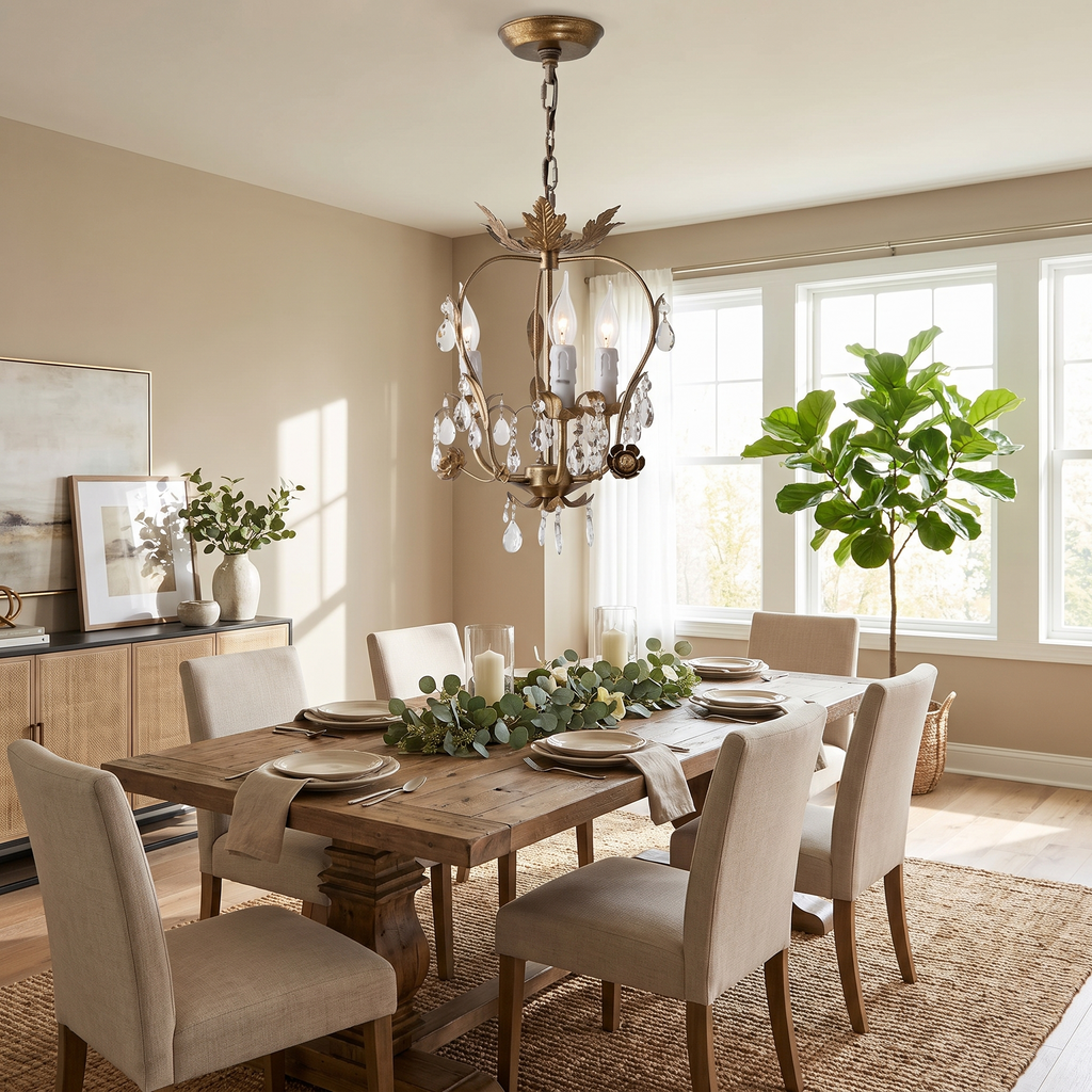 Antique Gold Birdcage Mini Crystal Chandelier - lifestyle