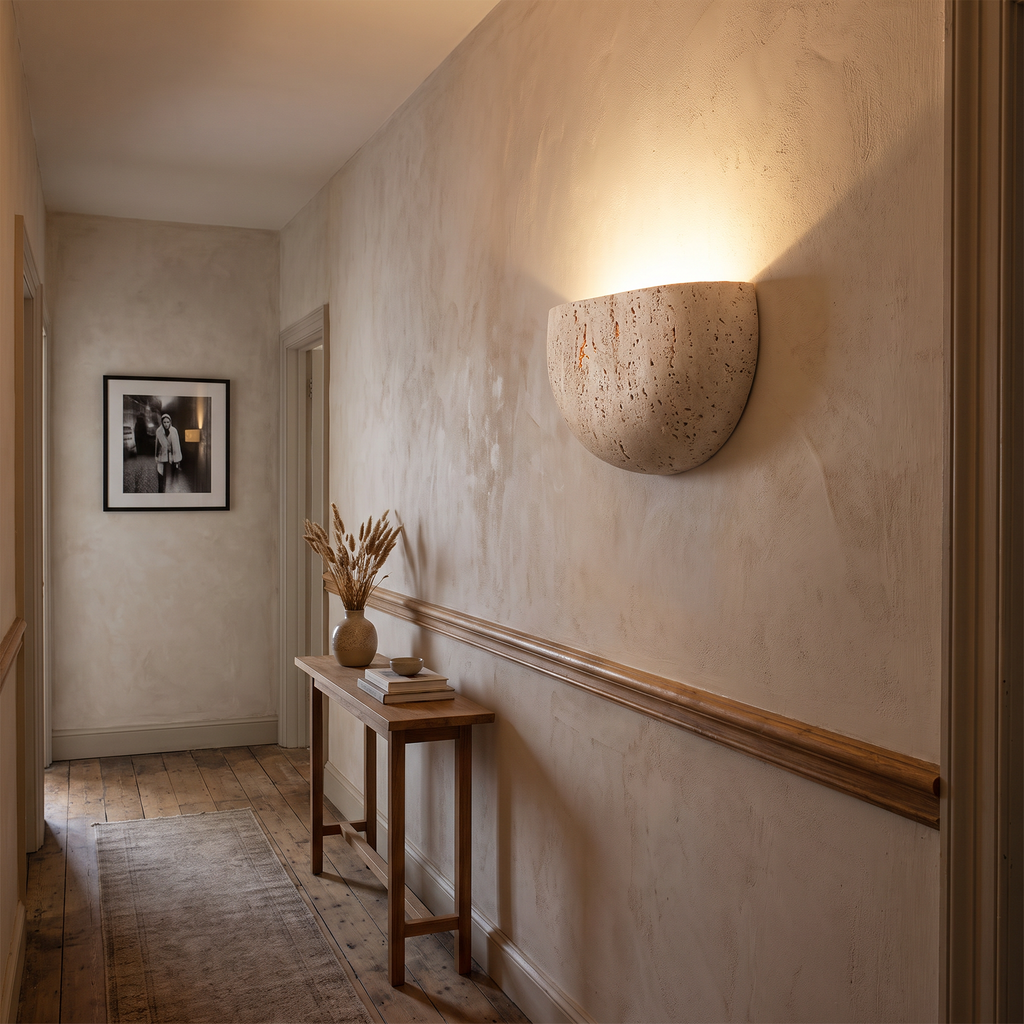 Half-Moon Stone Up-Down Wall Sconce - lifestyle