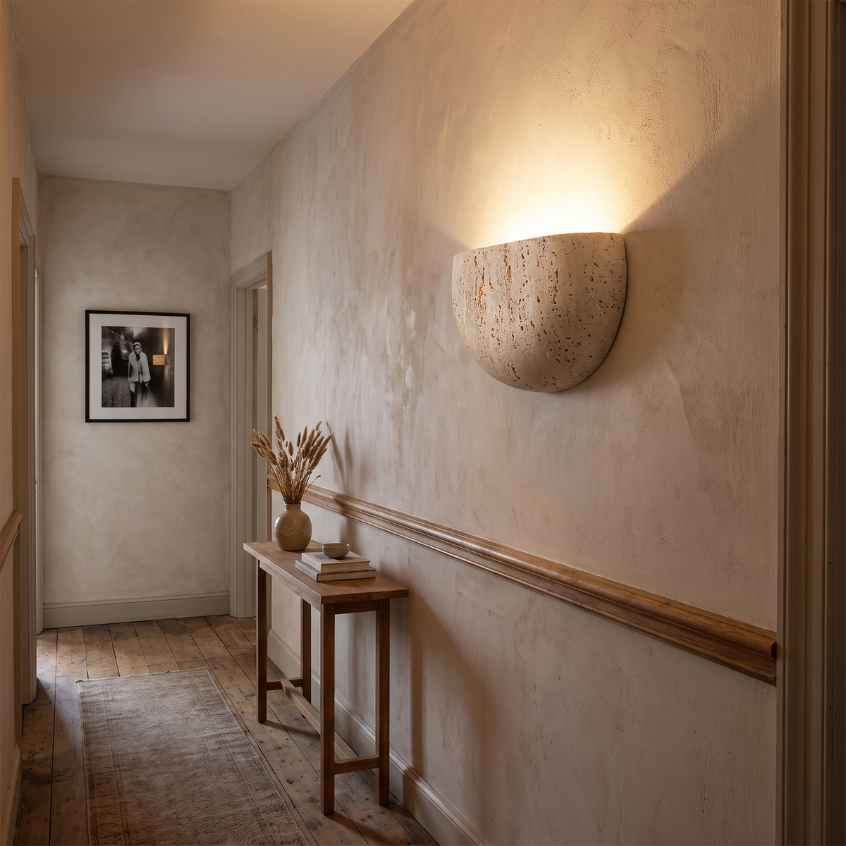Half-Moon Stone Up-Down Wall Sconce - lifestyle