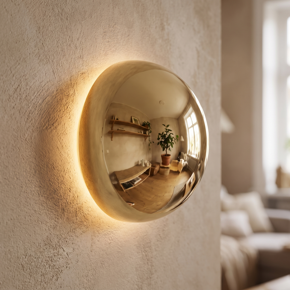 Polished Metal Orb Halo LED Wall Lamp - lifestyle