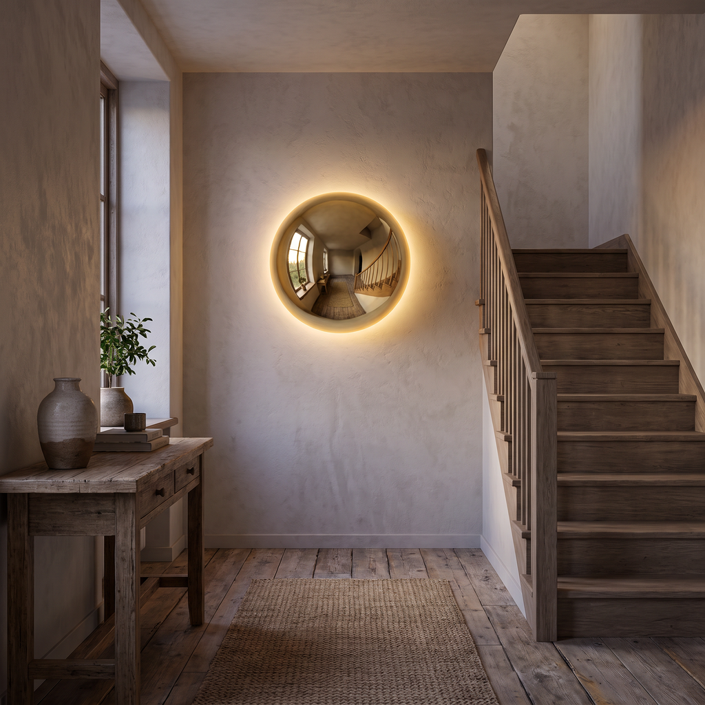 Polished Metal Orb Halo LED Wall Lamp - lifestyle
