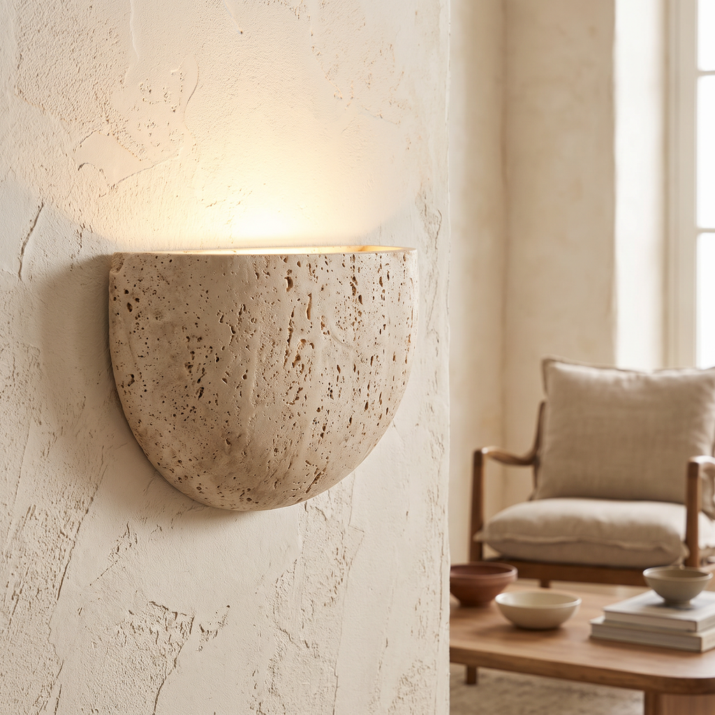 Half-Moon Stone Up-Down Wall Sconce - lifestyle