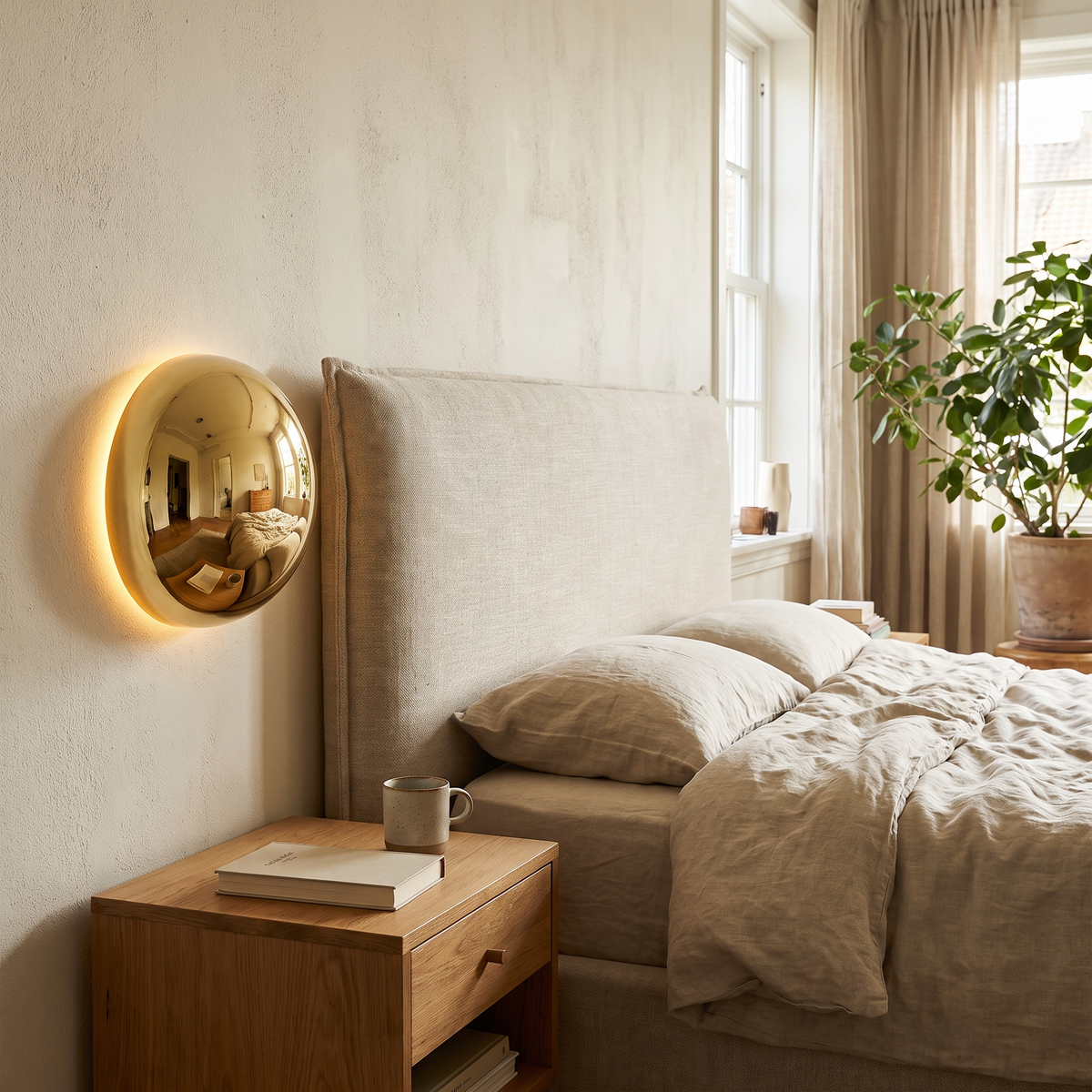 Polished Metal Orb Halo LED Wall Lamp - lifestyle