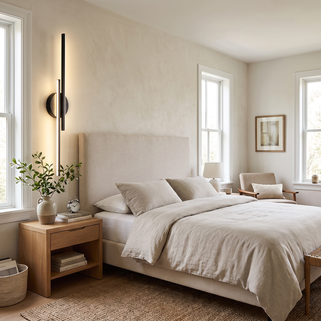 Offset Twin Bar Disc LED Wall Sconce - lifestyle