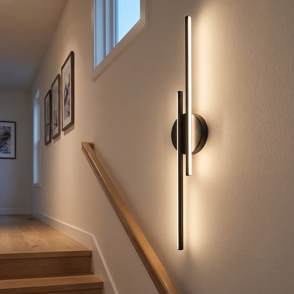 Offset Twin Bar Disc LED Wall Sconce - lifestyle