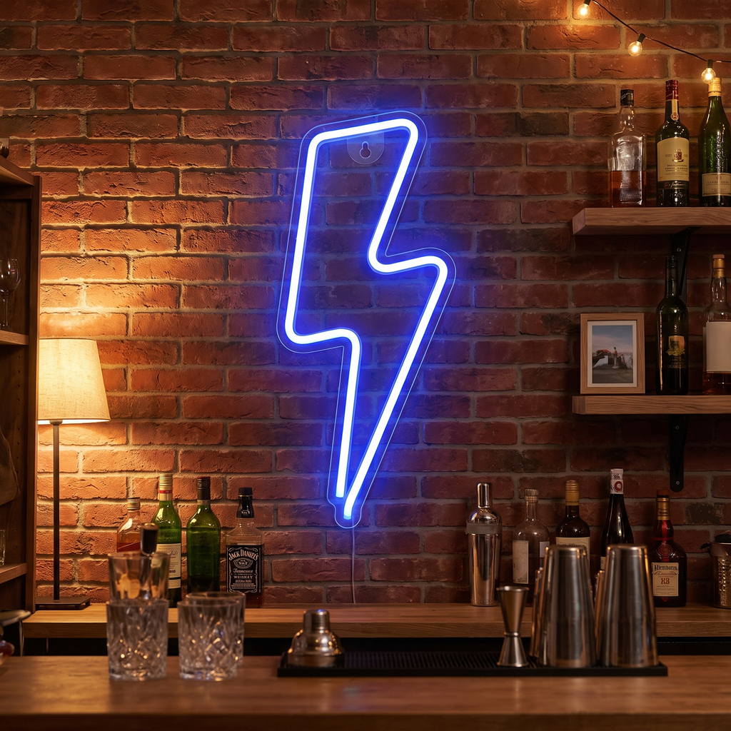 Lightning Bolt LED Neon Wall Sign - lifestyle