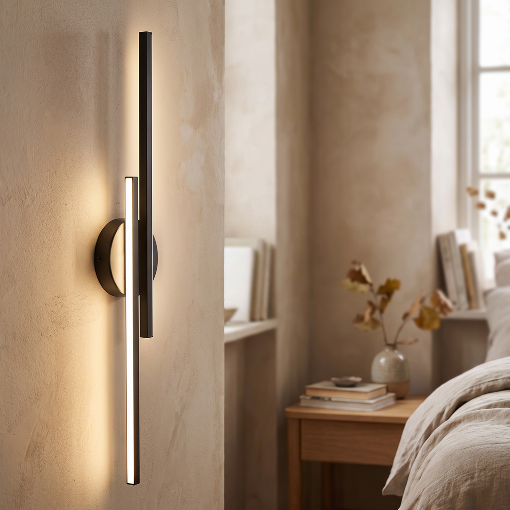 Offset Twin Bar Disc LED Wall Sconce - lifestyle