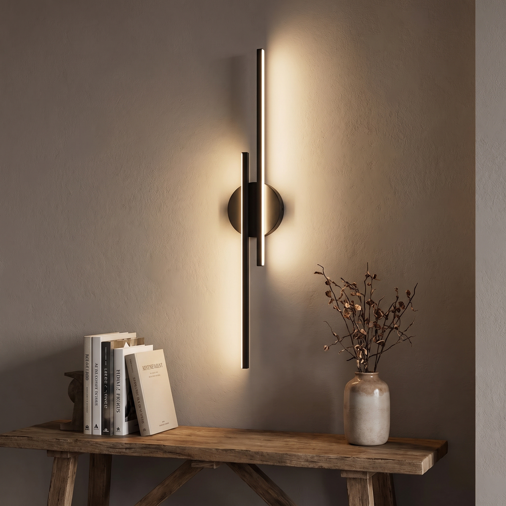 Offset Twin Bar Disc LED Wall Sconce - lifestyle