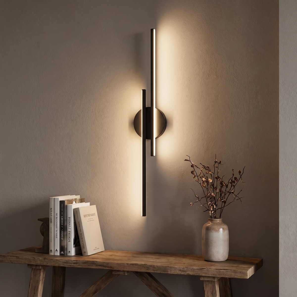 Offset Twin Bar Disc LED Wall Sconce - lifestyle