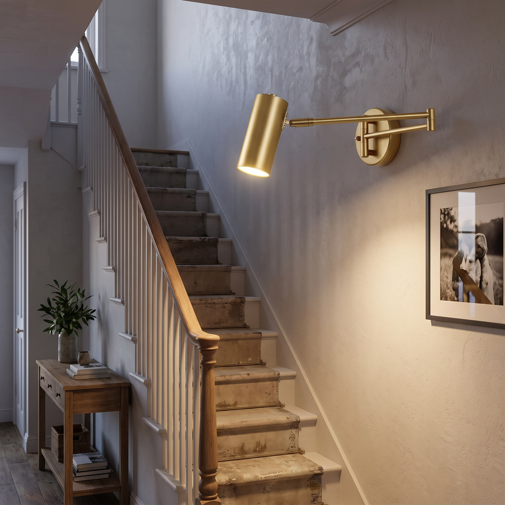 Folding Arm Cylinder LED Reading Wall Light - lifestyle