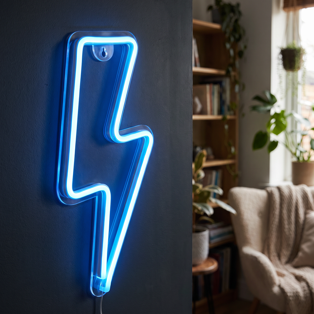 Lightning Bolt LED Neon Wall Sign - lifestyle