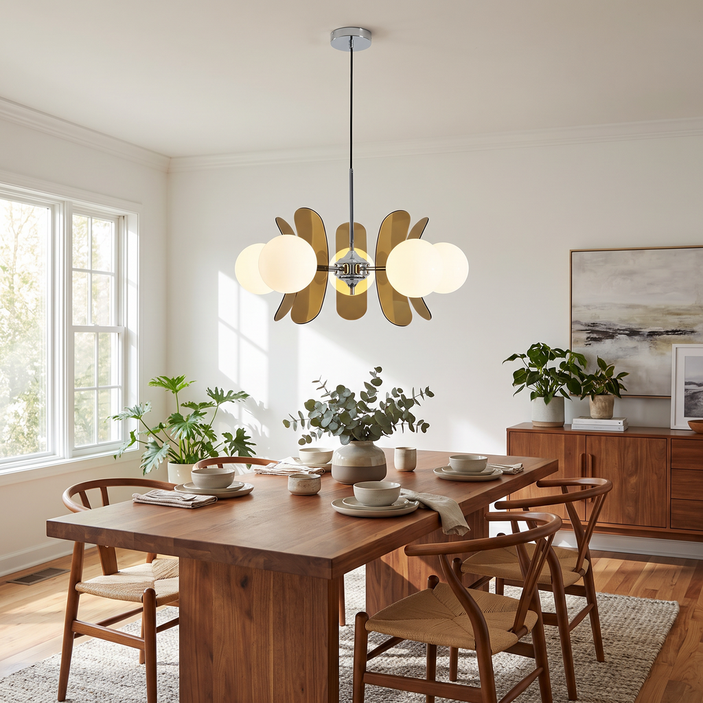 Opal Globe Sputnik Chandelier with Acrylic Petals - lifestyle