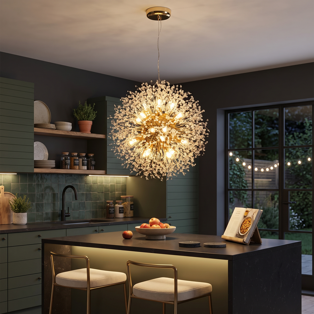 Crystal Dandelion Sphere Pendant Chandelier - lifestyle