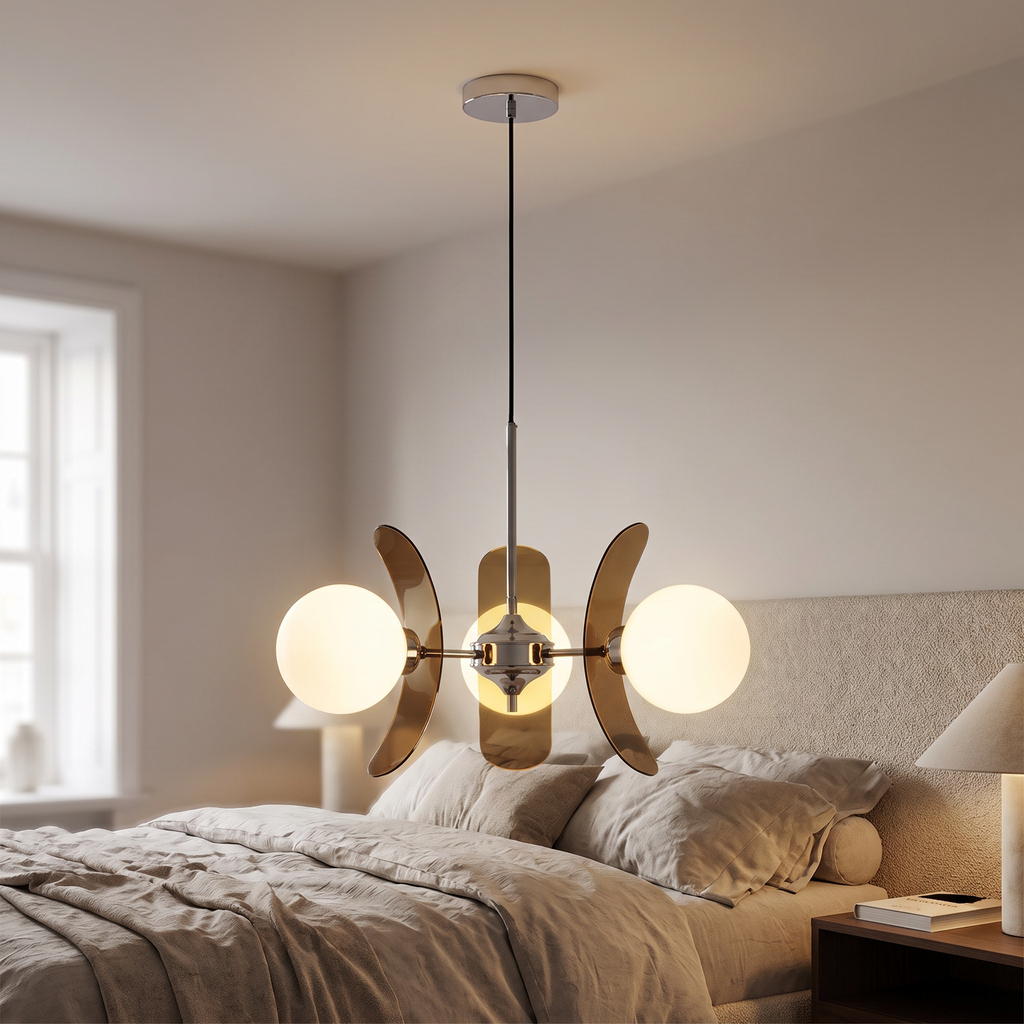 Opal Globe Sputnik Chandelier with Acrylic Petals - lifestyle