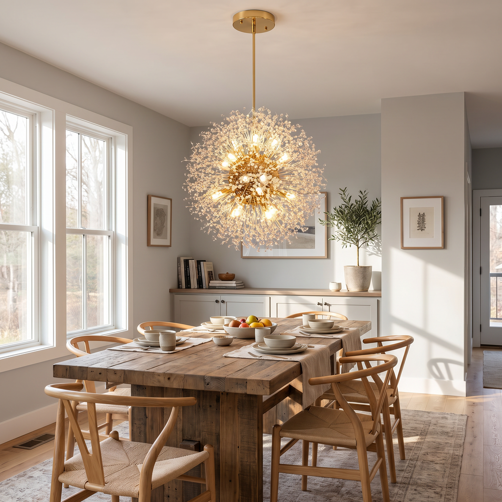 Crystal Dandelion Sphere Pendant Chandelier - lifestyle