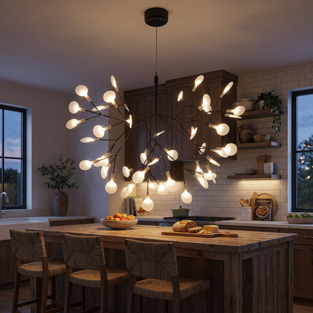 Branching Leaf-Disc LED Chandelier - lifestyle