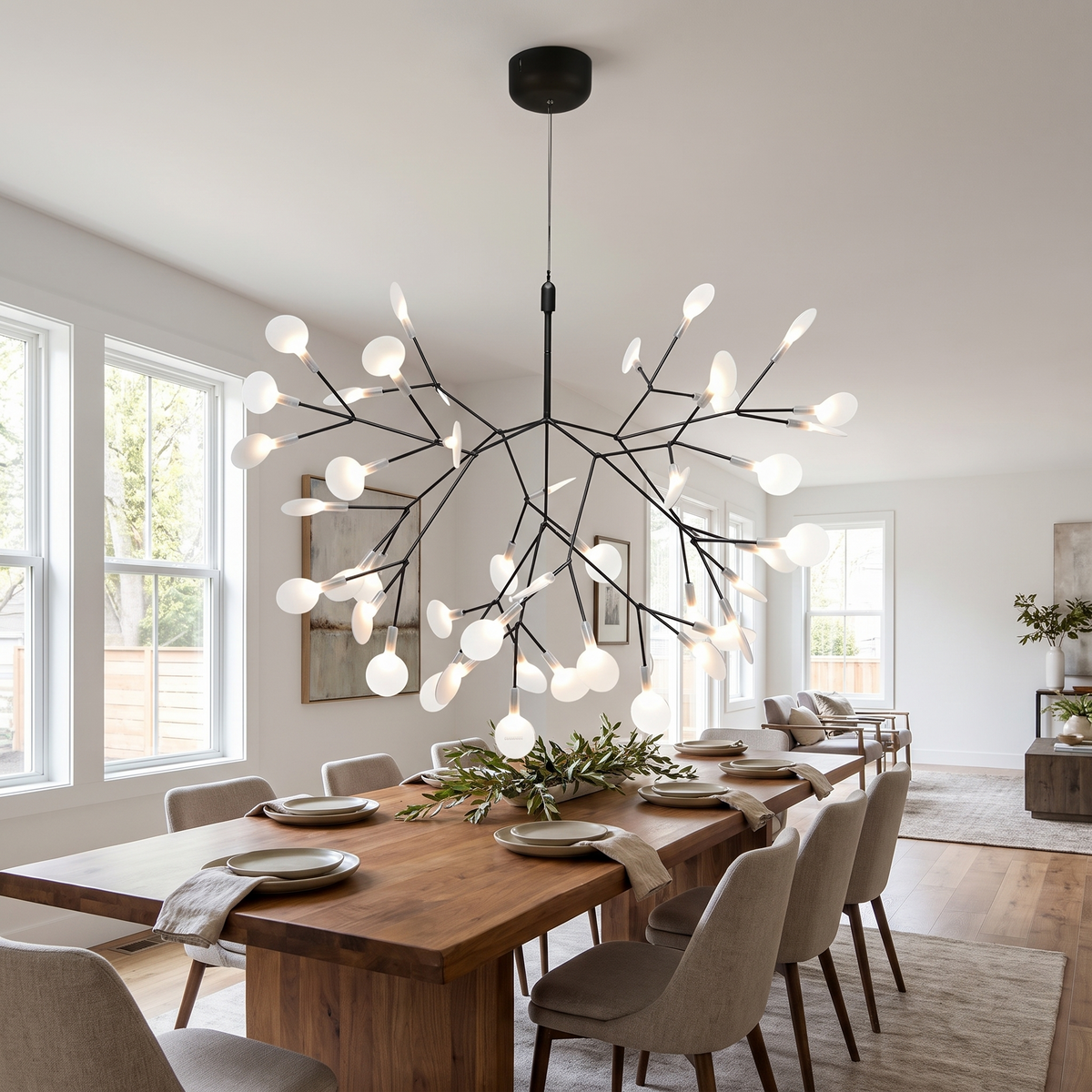Branching Leaf-Disc LED Chandelier - lifestyle