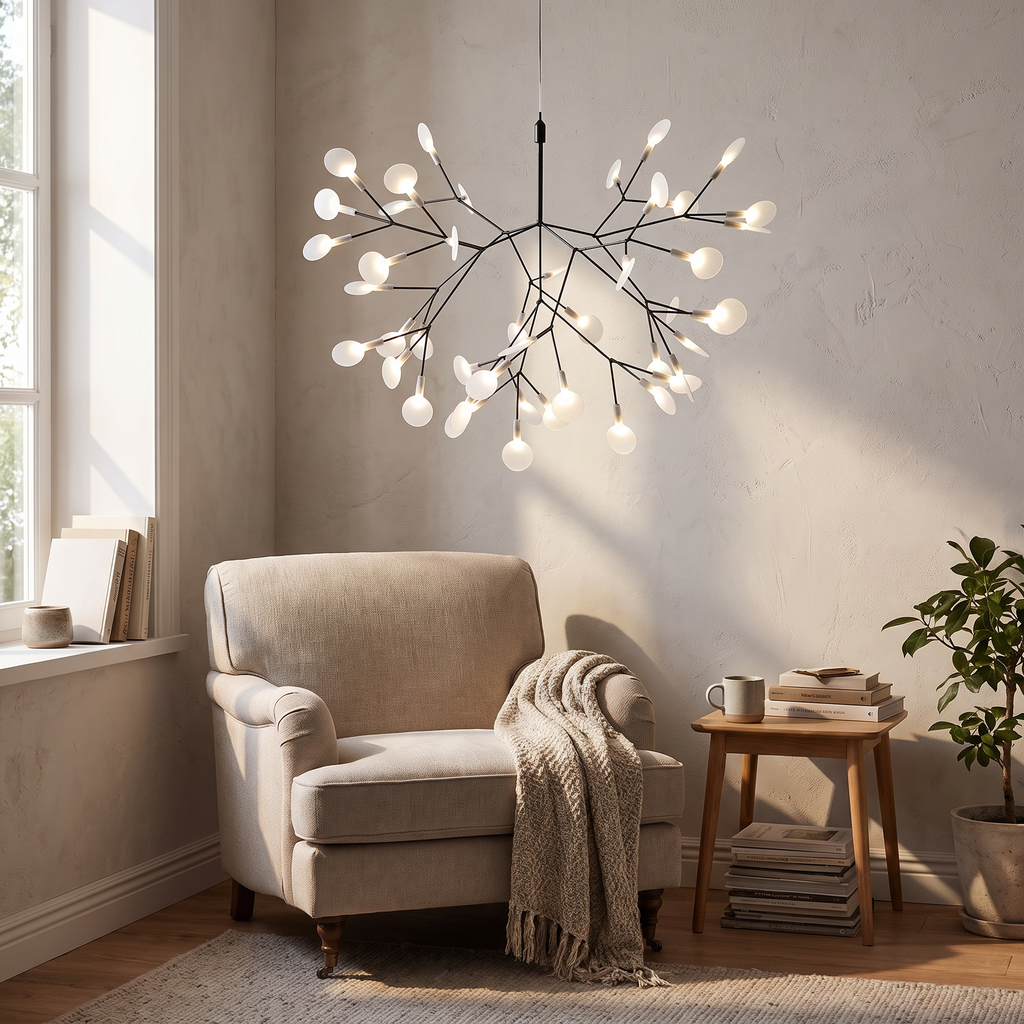 Branching Leaf-Disc LED Chandelier - lifestyle