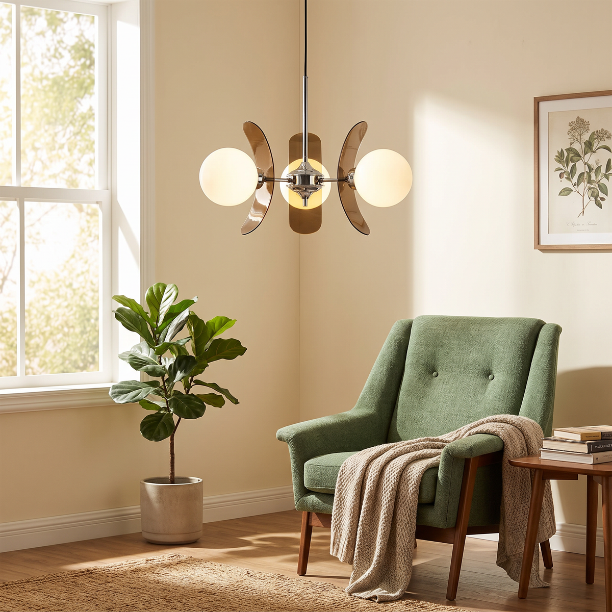 Opal Globe Sputnik Chandelier with Acrylic Petals - lifestyle