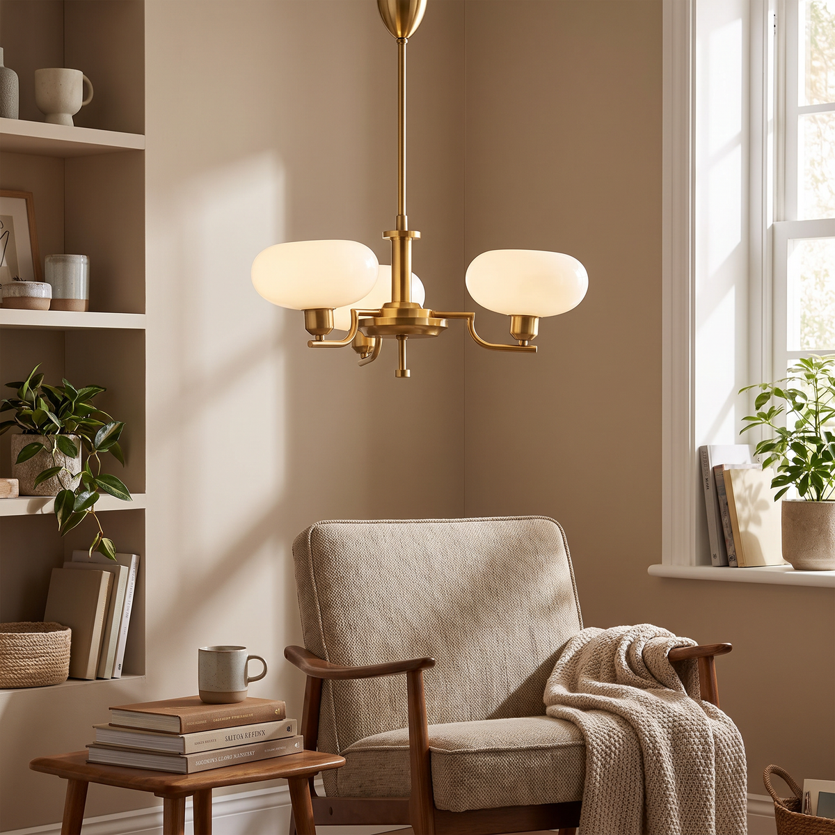 Mid-Century Oval Glass Shade Chandelier - lifestyle