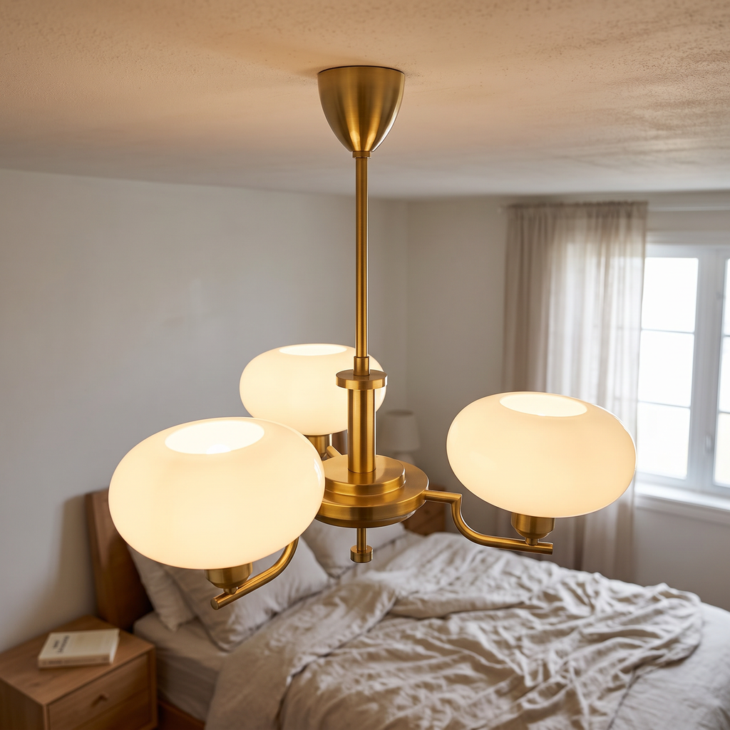 Mid-Century Oval Glass Shade Chandelier - lifestyle