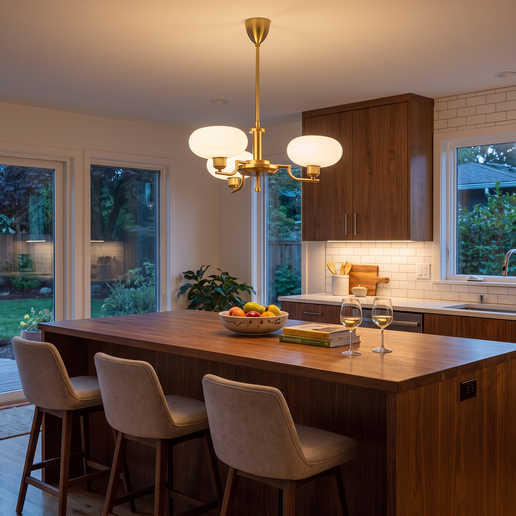 Mid-Century Oval Glass Shade Chandelier - lifestyle