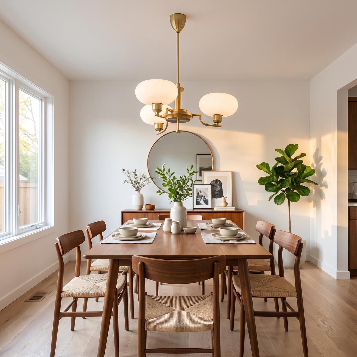 Mid-Century Oval Glass Shade Chandelier - lifestyle