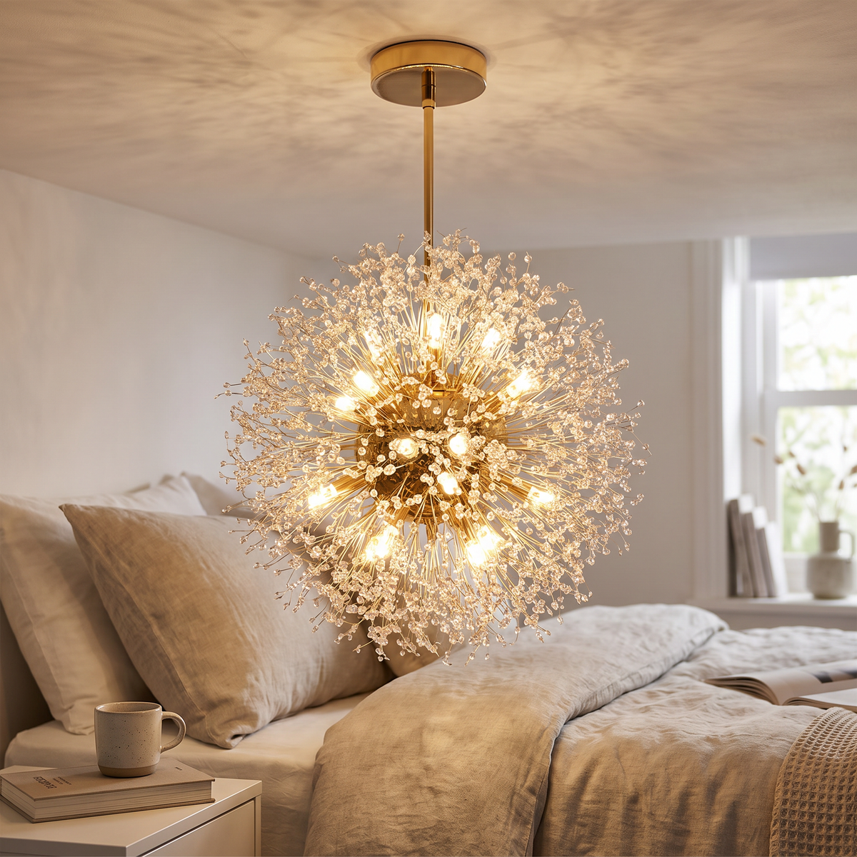 Crystal Dandelion Sphere Pendant Chandelier - lifestyle