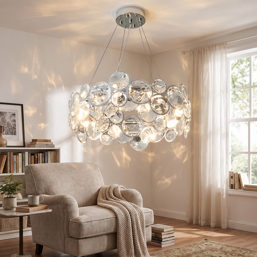 Two-Tier Crystal Disc Ring Chandelier - lifestyle
