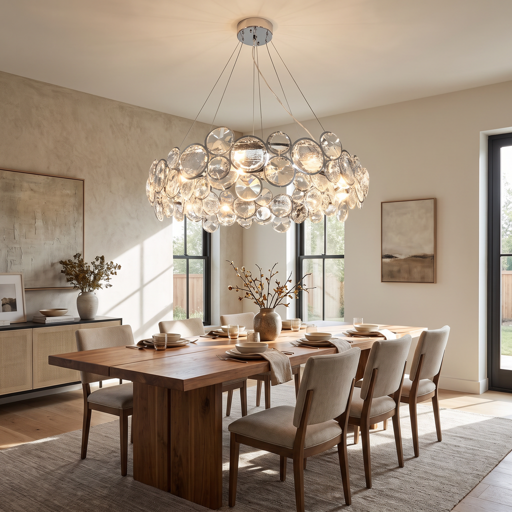 Two-Tier Crystal Disc Ring Chandelier - lifestyle