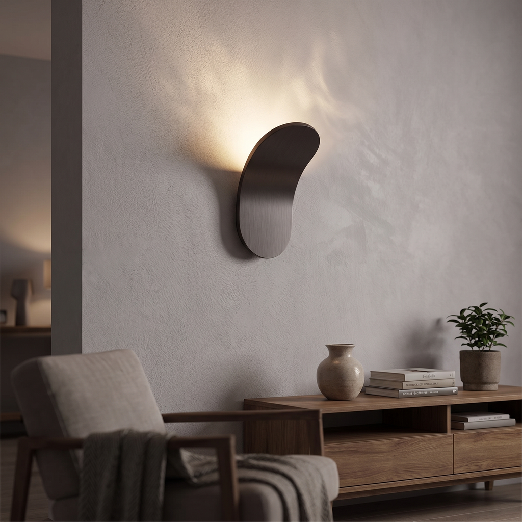 Curved Metal Plate LED Wall Wash Sconce - lifestyle