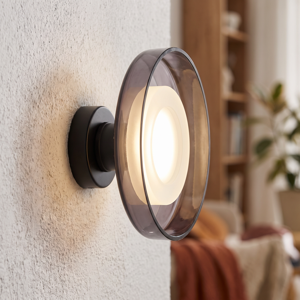 Round Glass Disc Flush LED Wall Sconce - lifestyle