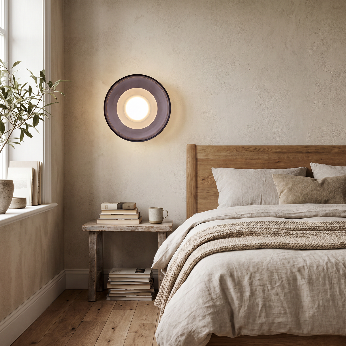 Round Glass Disc Flush LED Wall Sconce - lifestyle