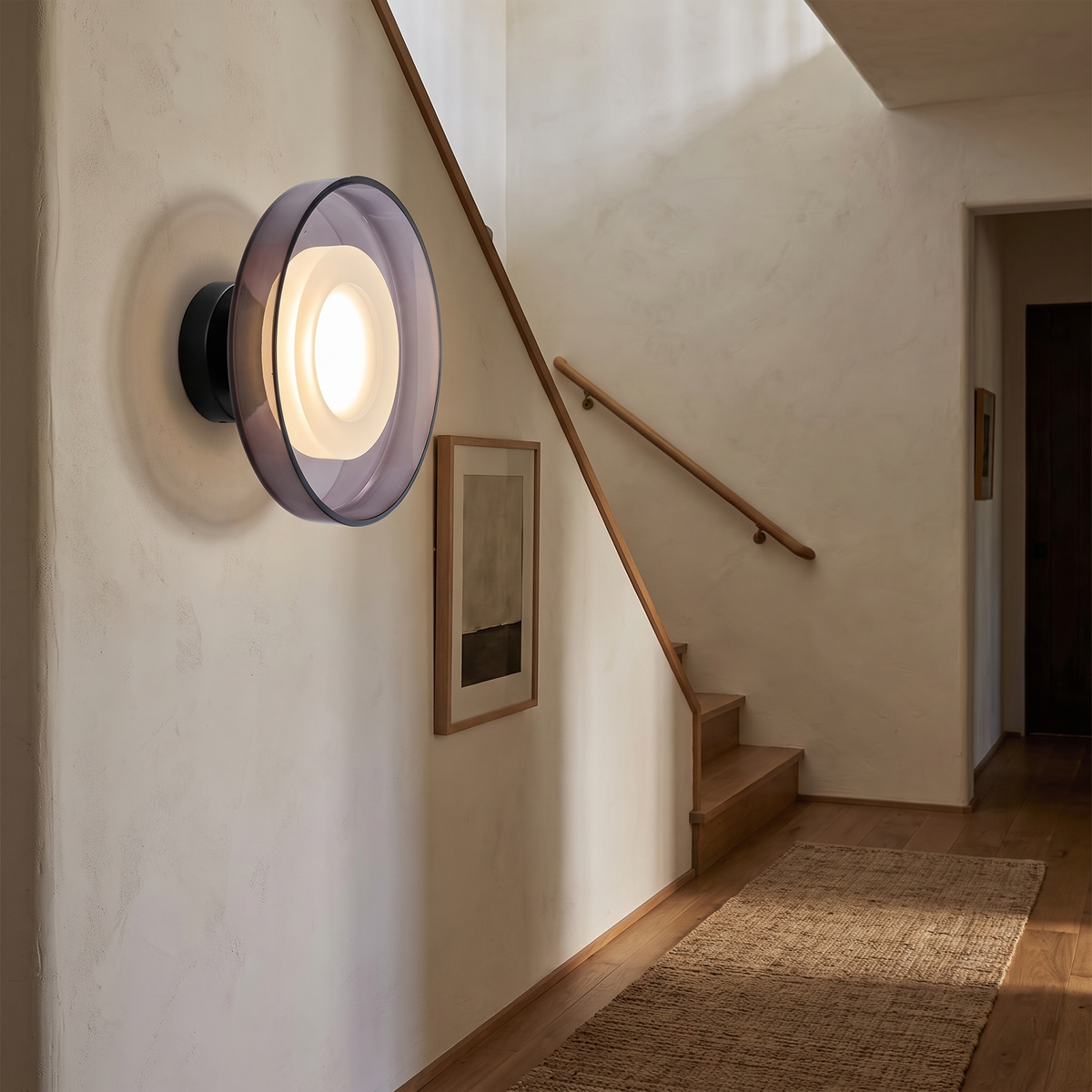 Round Glass Disc Flush LED Wall Sconce - lifestyle