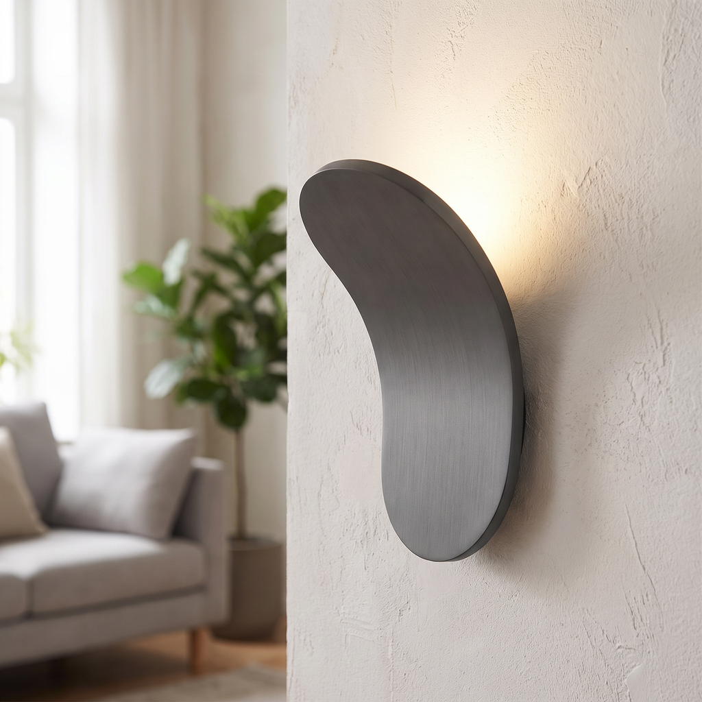 Curved Metal Plate LED Wall Wash Sconce - lifestyle
