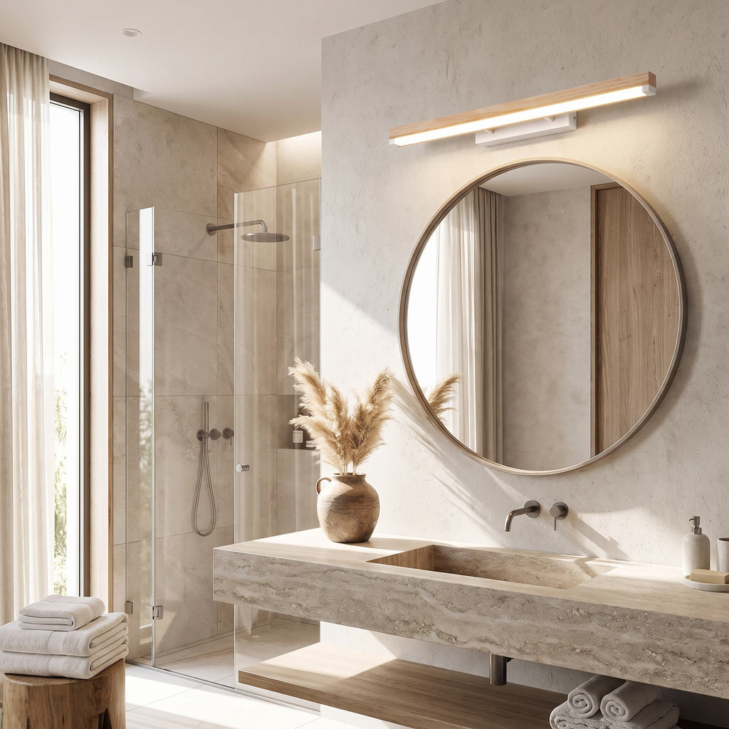 Wood-Grain Slim LED Vanity Light Bar - lifestyle