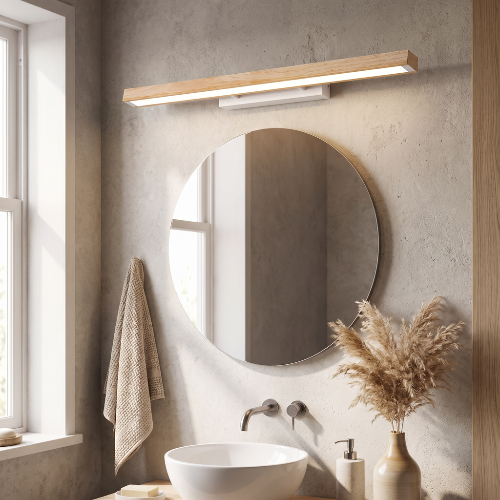Wood-Grain Slim LED Vanity Light Bar - lifestyle