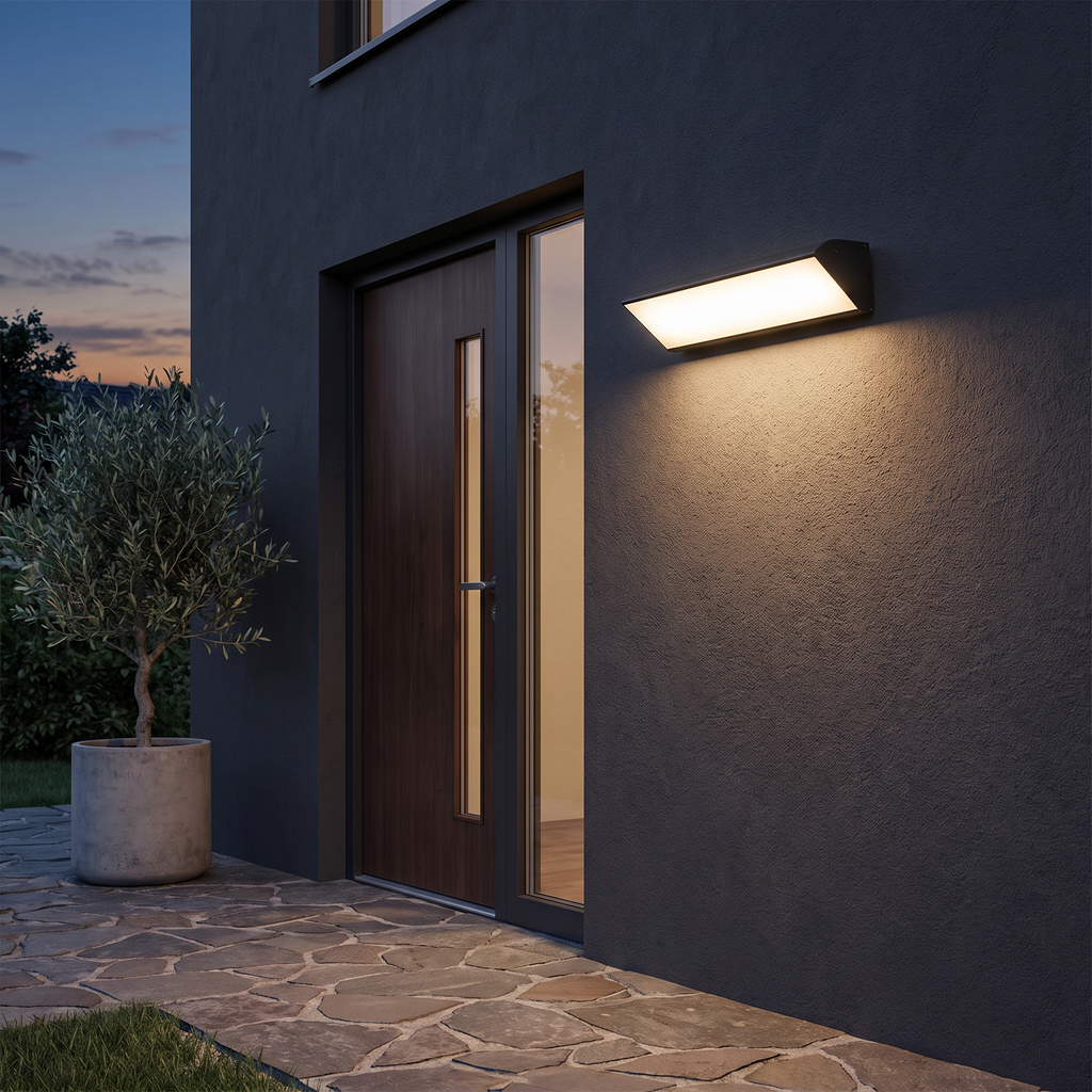 Angled Downlight Linear Outdoor LED Wall Light - lifestyle