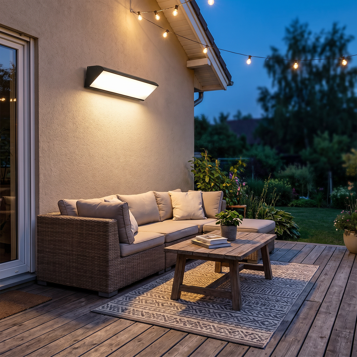 Angled Downlight Linear Outdoor LED Wall Light - lifestyle