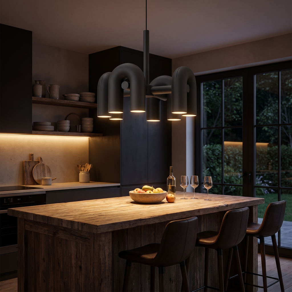 Inverted U-Arm Ring LED Chandelier - lifestyle