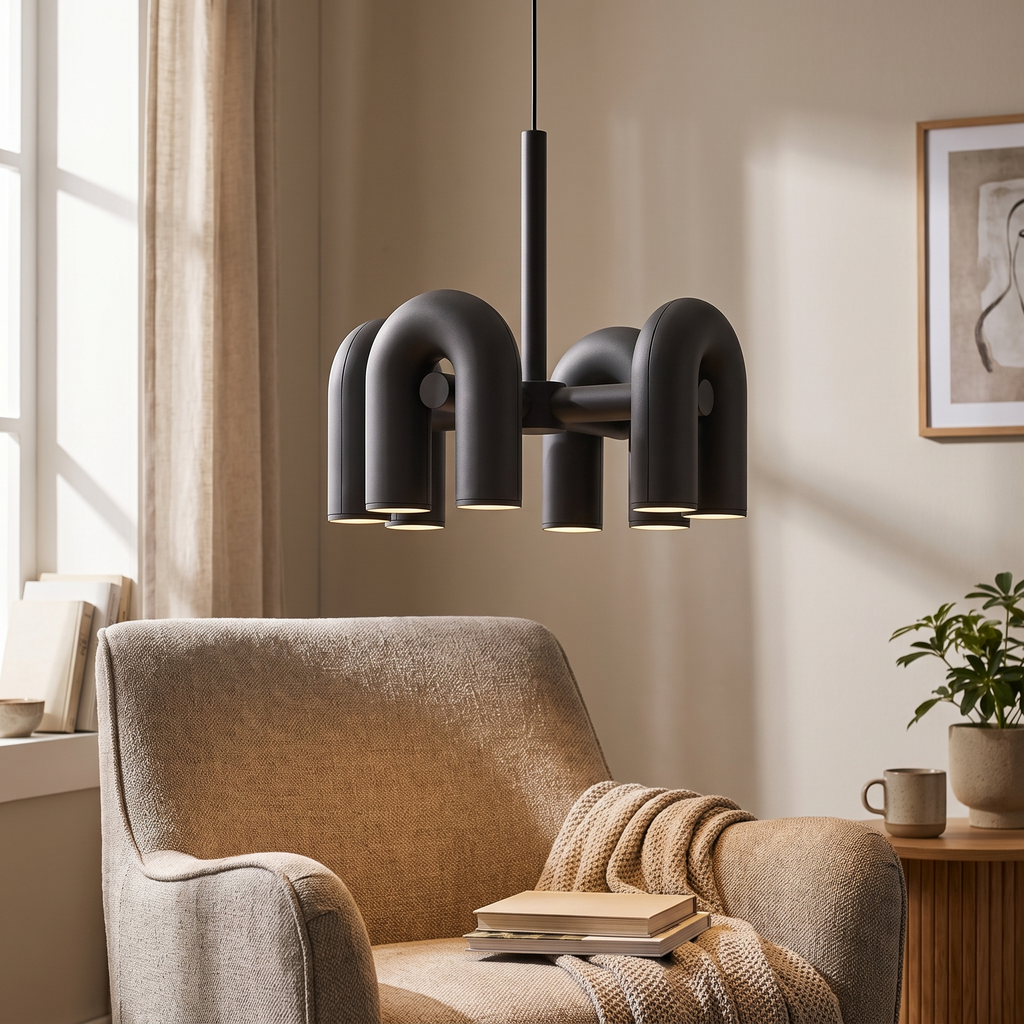 Inverted U-Arm Ring LED Chandelier - lifestyle