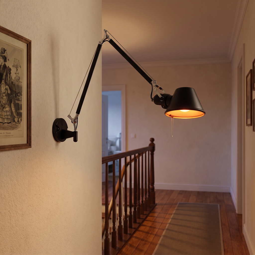 Extra-Long Swing Arm Cone Shade Wall Lamp - lifestyle
