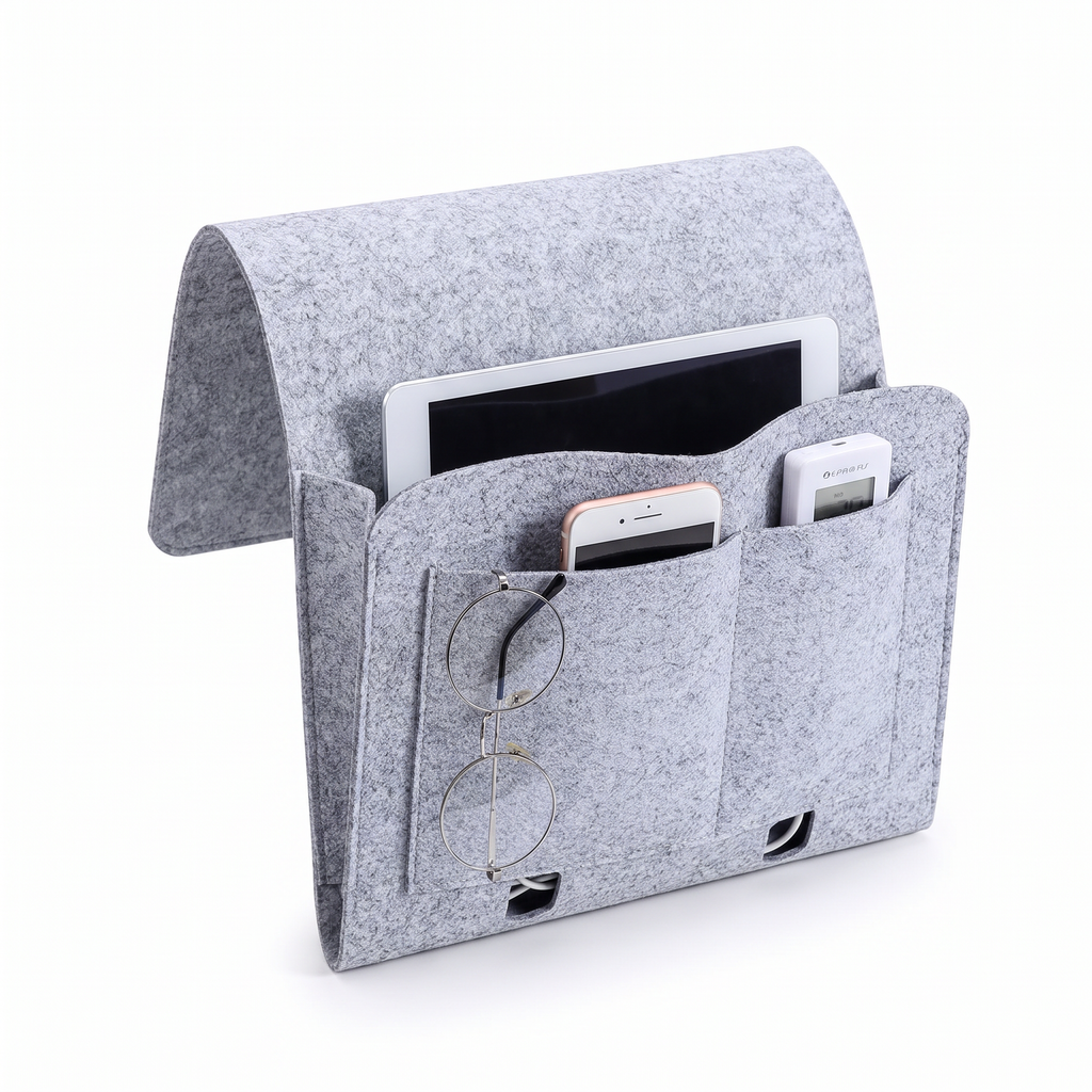 Felt Bedside Organizer with Cable Openings