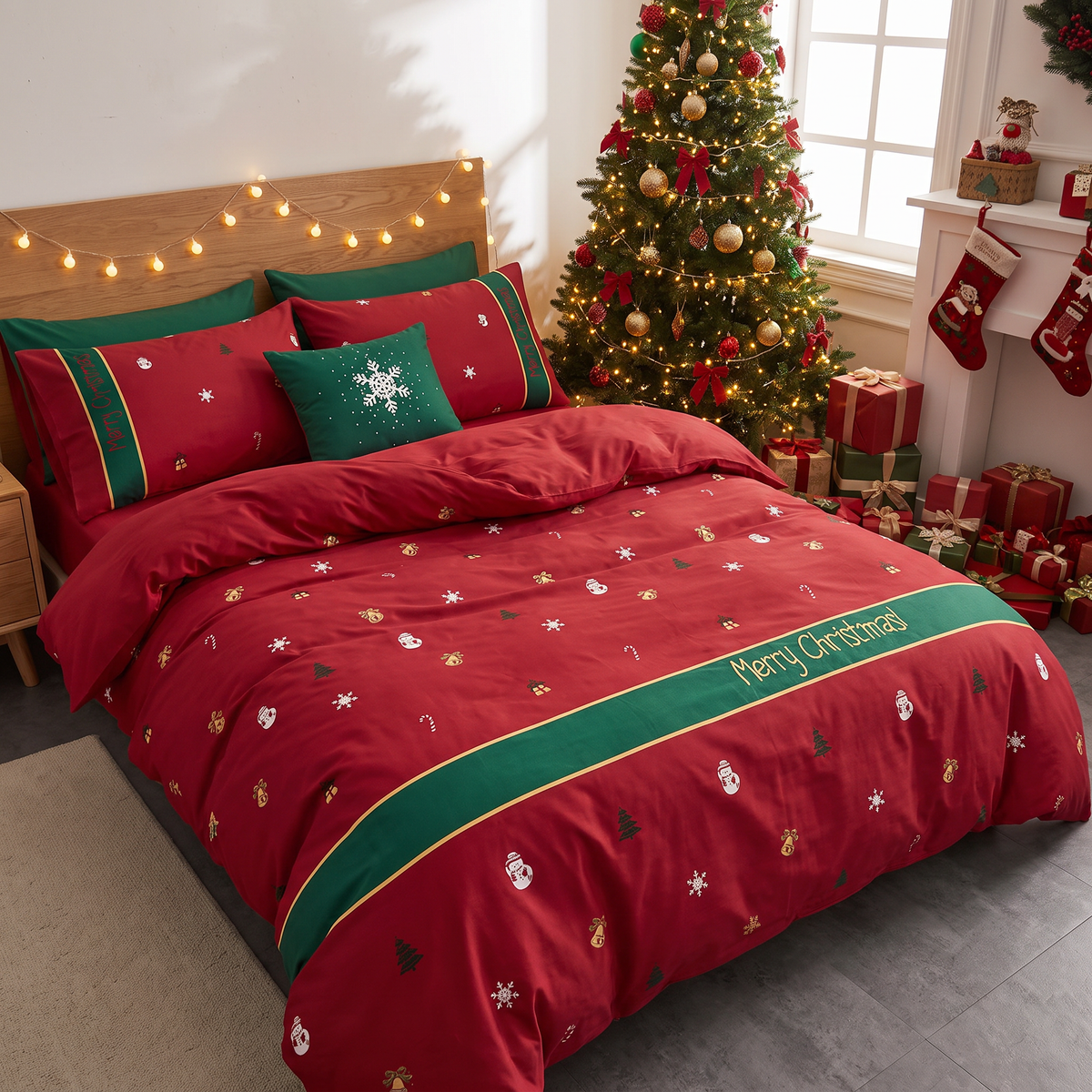 Christmas Egyptian Cotton Percale Duvet Cover Set - lifestyle