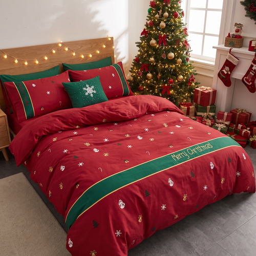 Christmas Egyptian Cotton Percale Duvet Cover Set - lifestyle